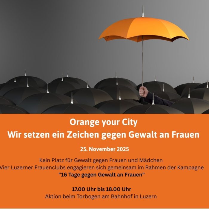 Orange Days: Aktion beim Torbogen am Bahnhof Luzern