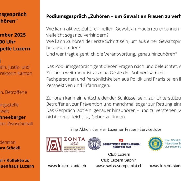 Podiumsgespräch: „Zuhören – um Gewalt an Frauen zu verhindern“